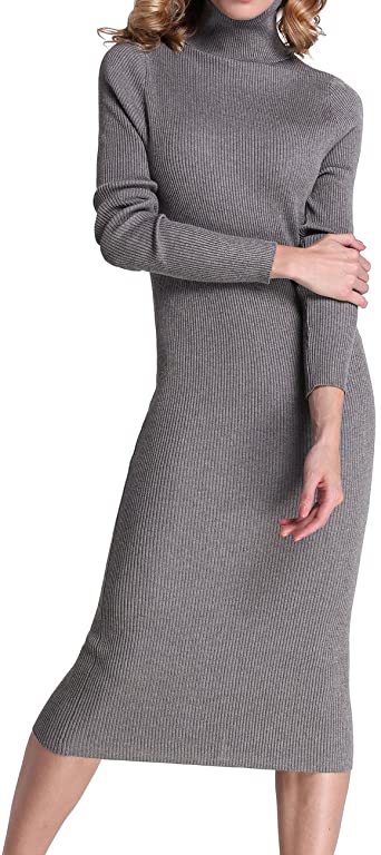 Rocorose Turtleneck Ribbed Long Sleeve Sweater Dress - The 21 Best Sweater Dresses on Amazon
