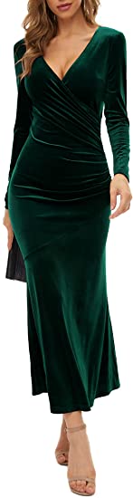Long Sleeve Mermaid Velvet Maxi Dress - Must-Have Velvet Dresses Under $100 on Amazon