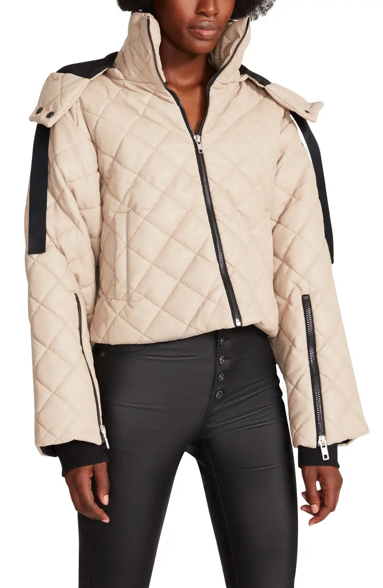 Steve Madden Hayle Quilted Faux Leather Puffer Jacket