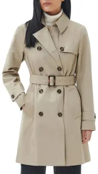 Barbour Greta Belted Water Resistant Twill Trench Coat