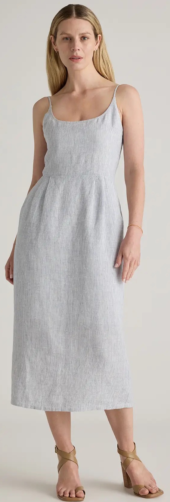 Quince 100% European Linen Scoop Neck Midi Dress